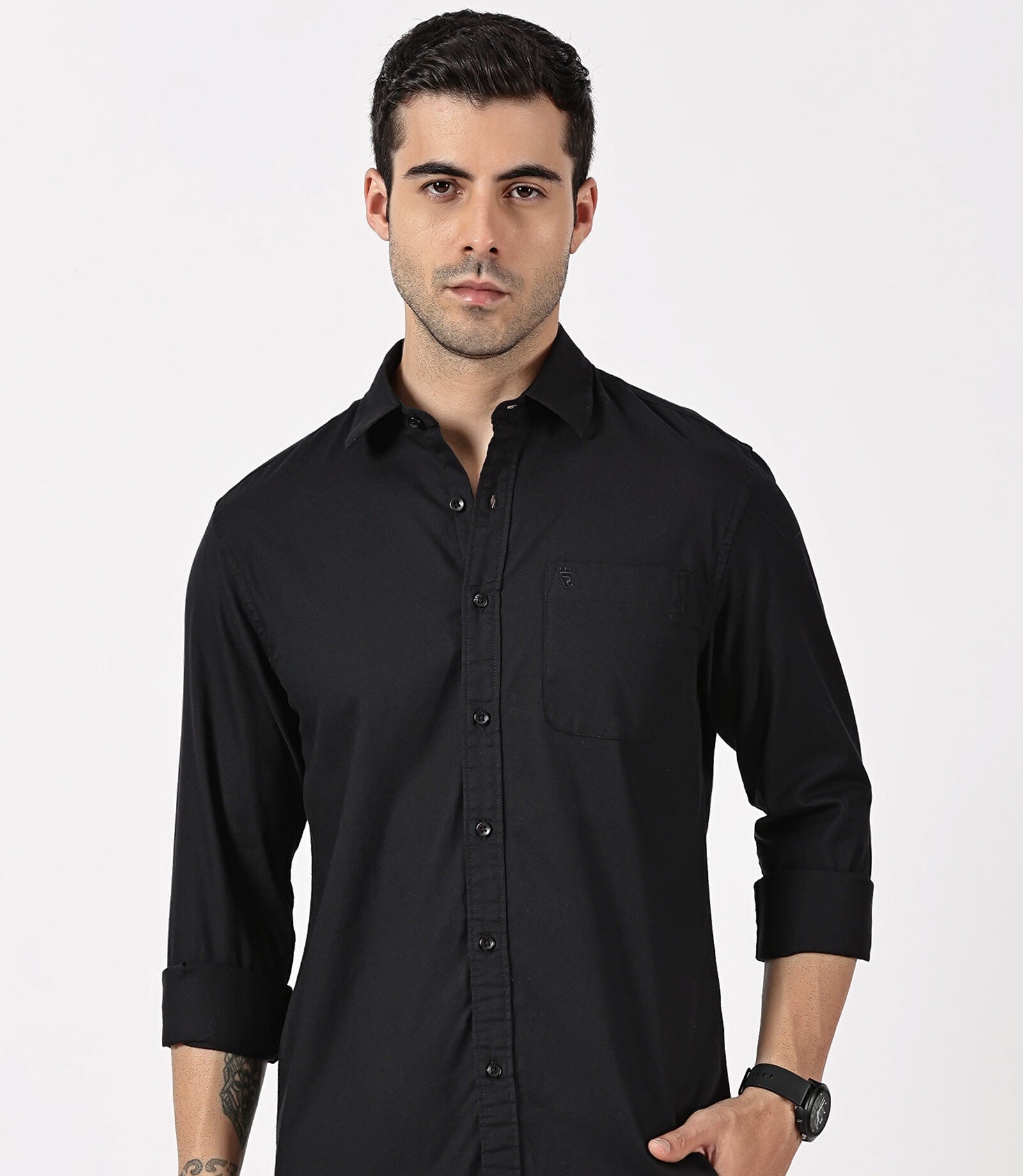 Black Dobby Cotton Shirt