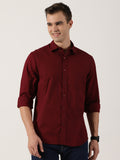 Classic Maroon Slim-Fit Cotton Shirt for Men