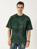 Forest Green Acid Wash Oversized T-Shirt for Men