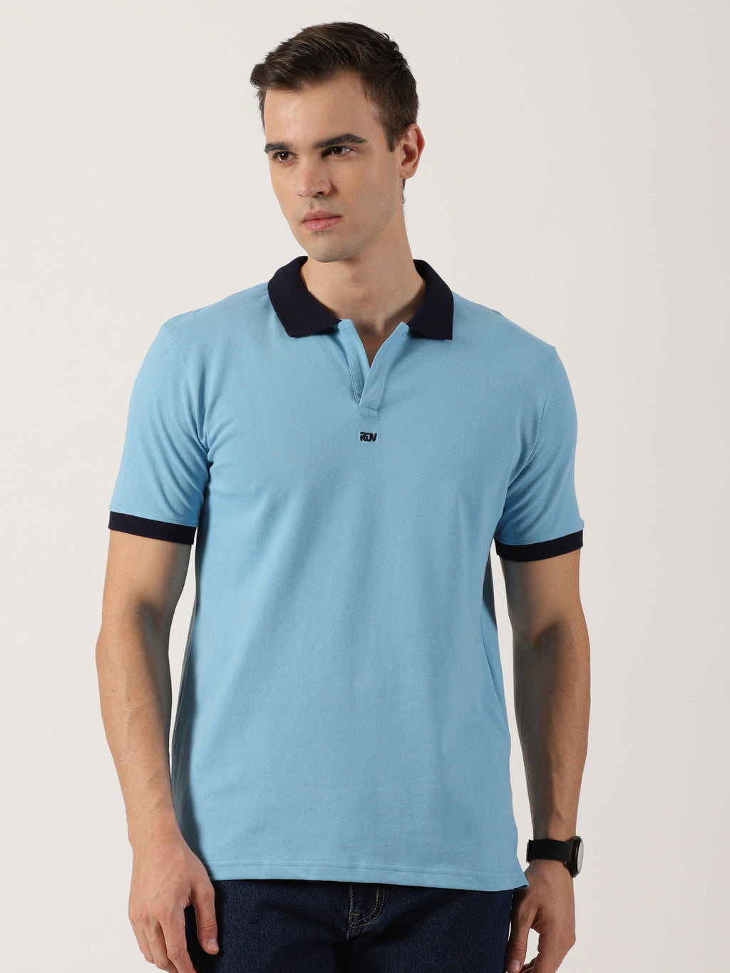 Men’s Premium Sky Blue Contrast Collar Polo T-Shirt