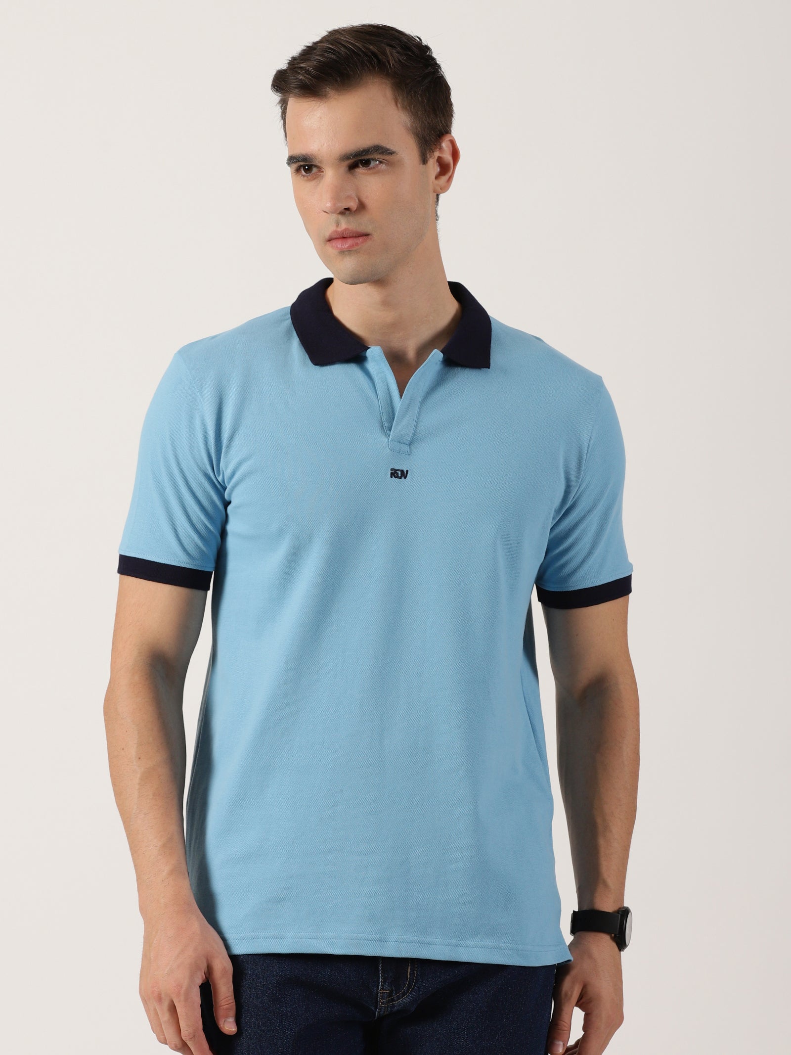 Men’s Premium Sky Blue Contrast Collar Polo T-Shirt