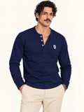 Royal Navy Blue Henley Full Sleeve T Shirt