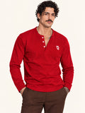 Royal Red Henley Full Sleeve T Shirt