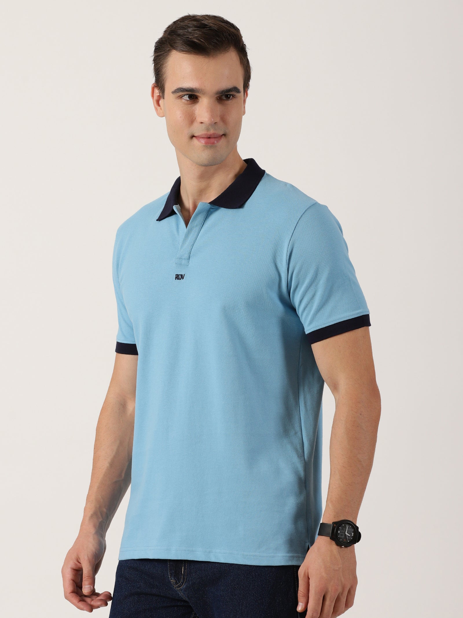 Men’s Premium Sky Blue Contrast Collar Polo T-Shirt