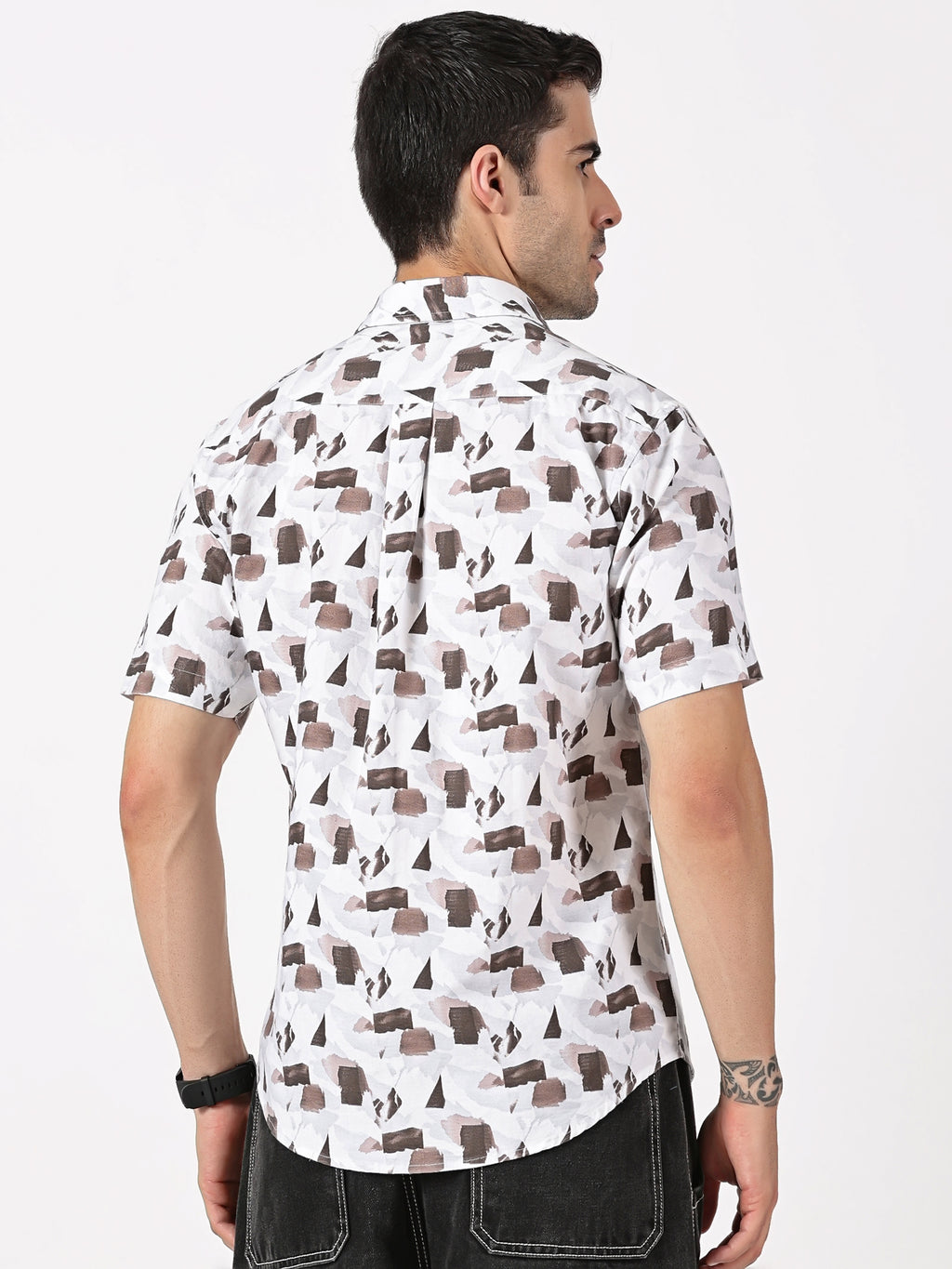 Oxford Printed Half Sleeve Cotton Shirt