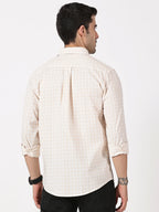 Beige & White Dobby Cotton Shirt