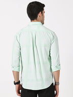 Mint Green Mélange Cotton Shirt with Self Checks