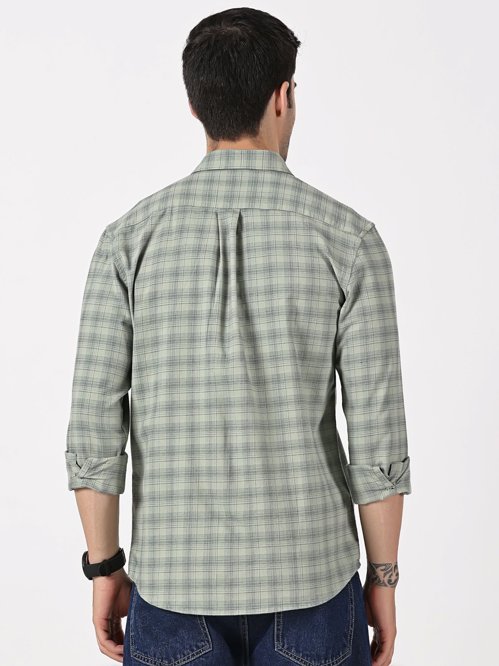 Grey & Black Check Oxford Cotton Shirt