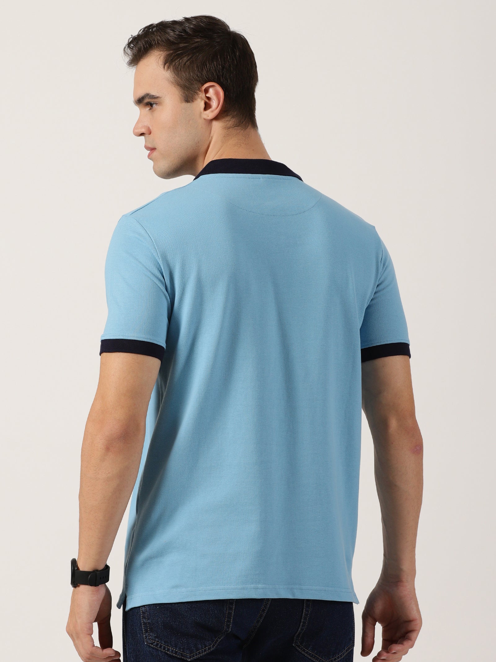 Men’s Premium Sky Blue Contrast Collar Polo T-Shirt