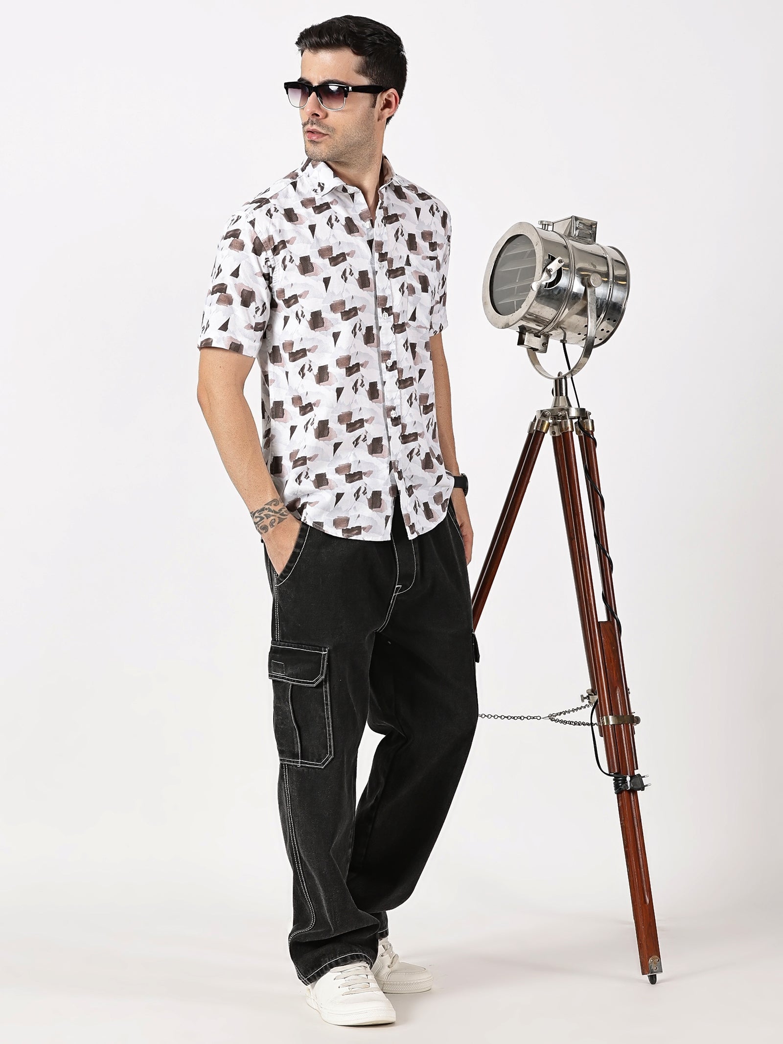 Oxford Printed Half Sleeve Cotton Shirt