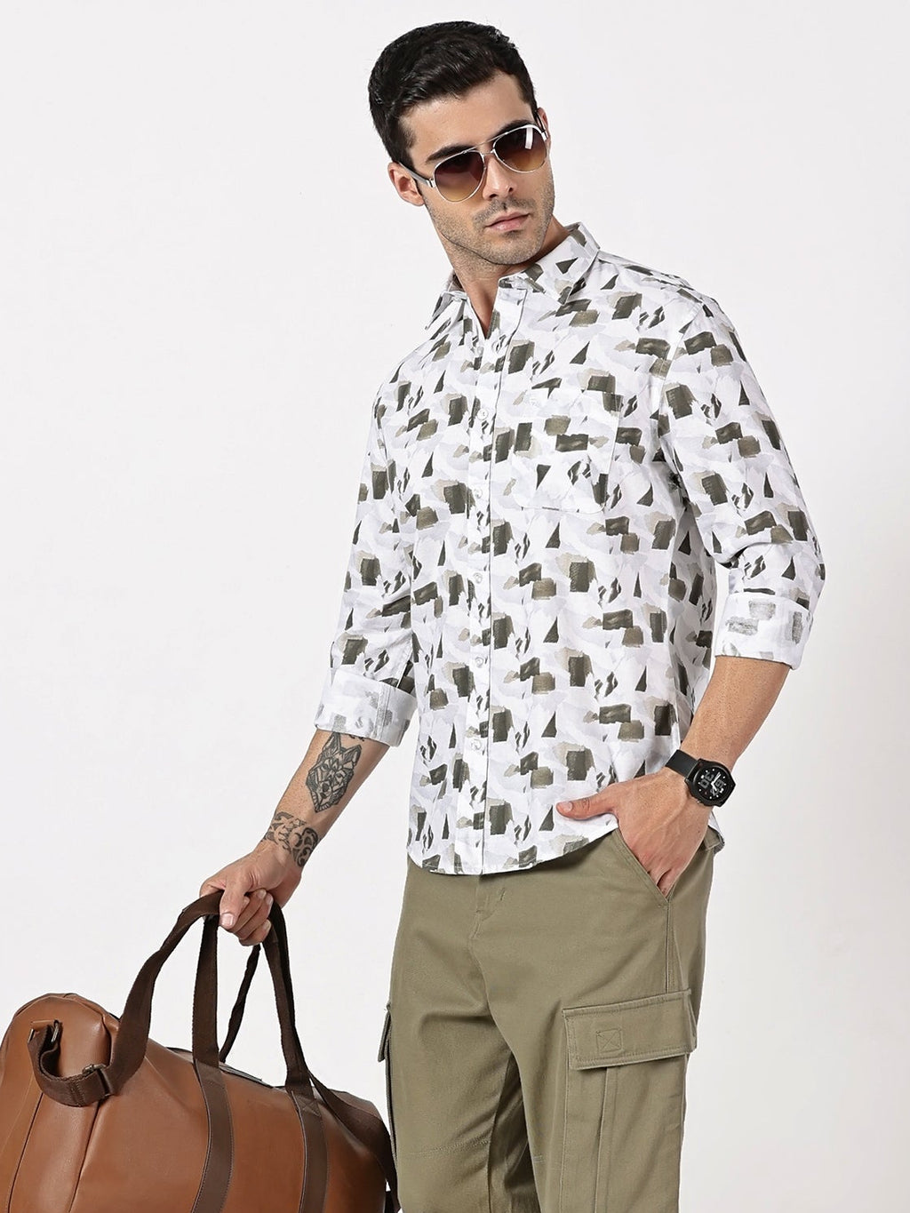 Oxford Printed Cotton Shirt