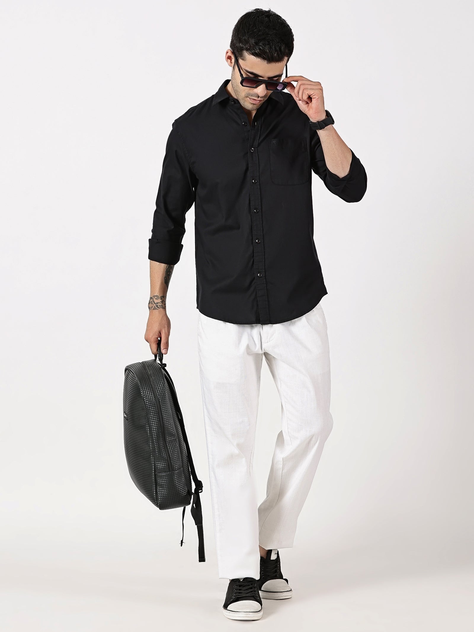 Black Dobby Cotton Shirt