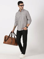 Brown Check Giza Twill Cotton Shirt