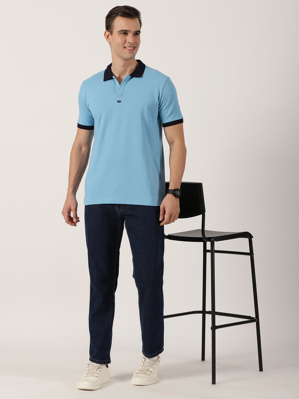 Men’s Premium Sky Blue Contrast Collar Polo T-Shirt
