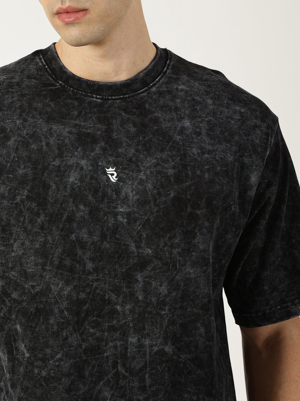 Charcoal Black Acid Wash Oversized T-Shirt for Men
