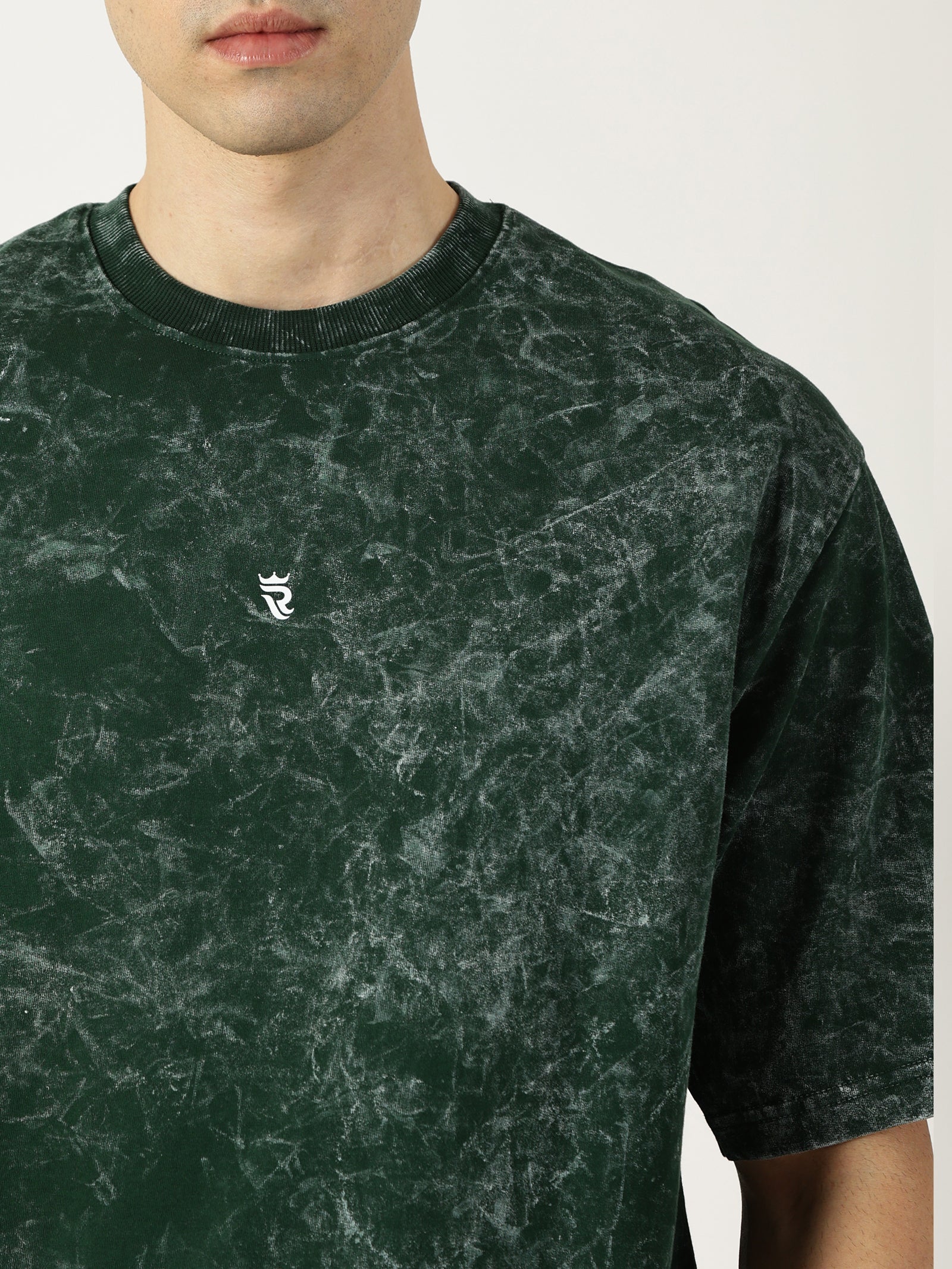Forest Green Acid Wash Oversized T-Shirt for Men