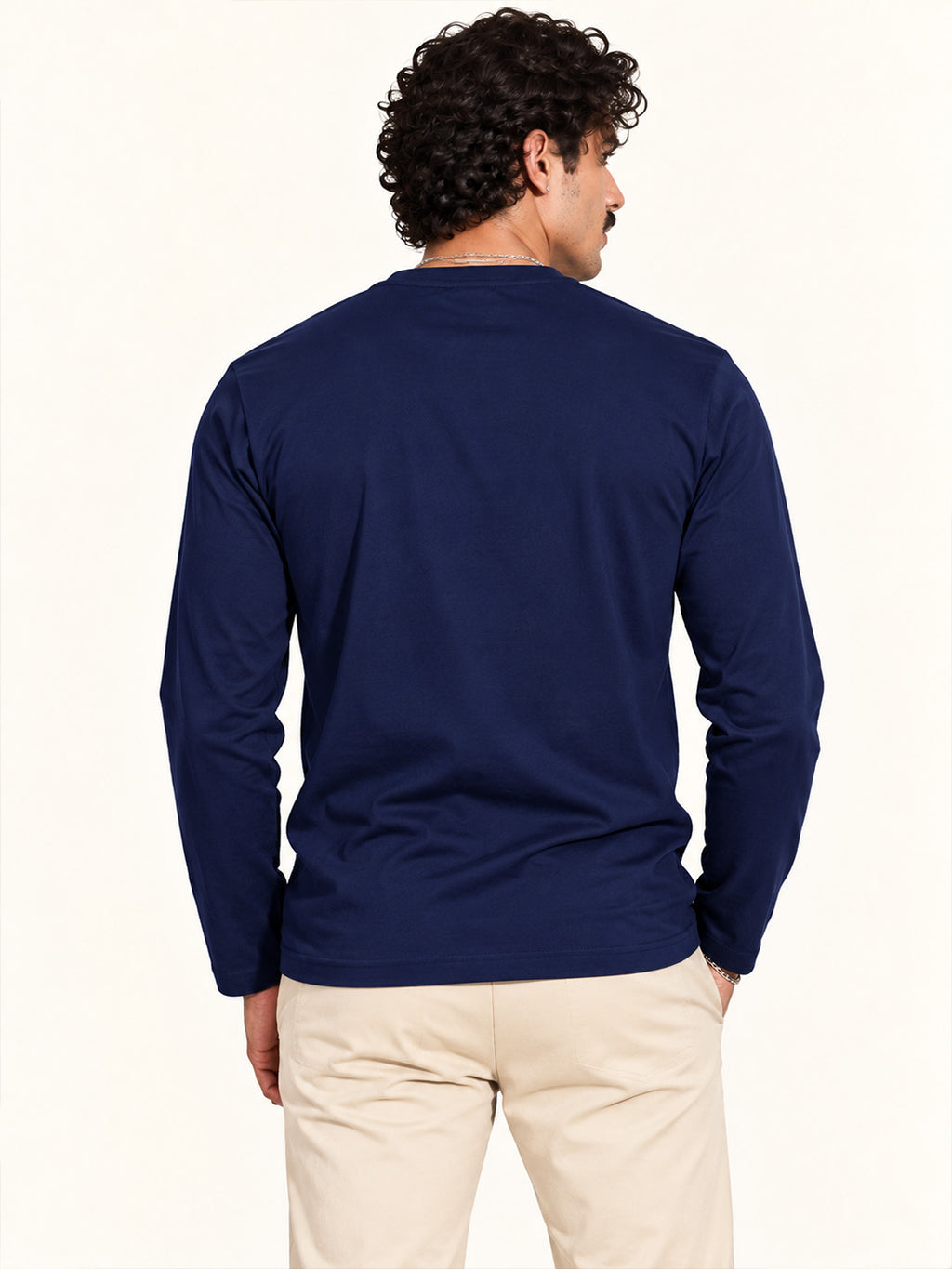 Royal Navy Blue Henley Full Sleeve T Shirt
