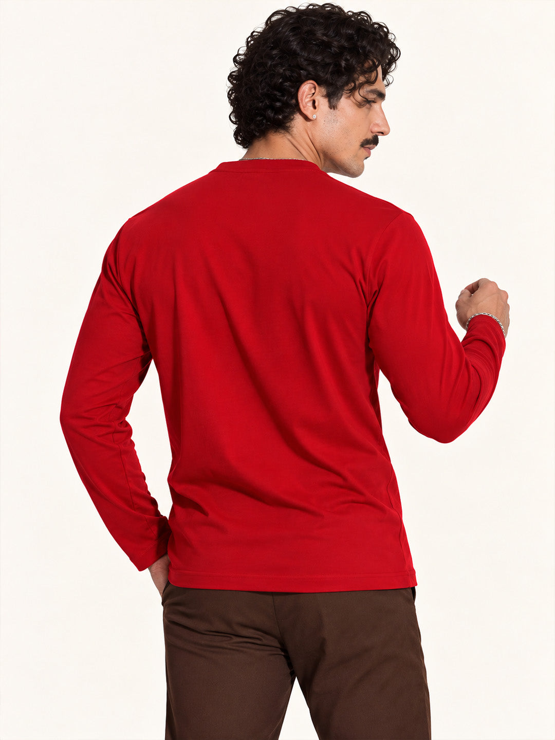 Royal Red Henley Full Sleeve T Shirt