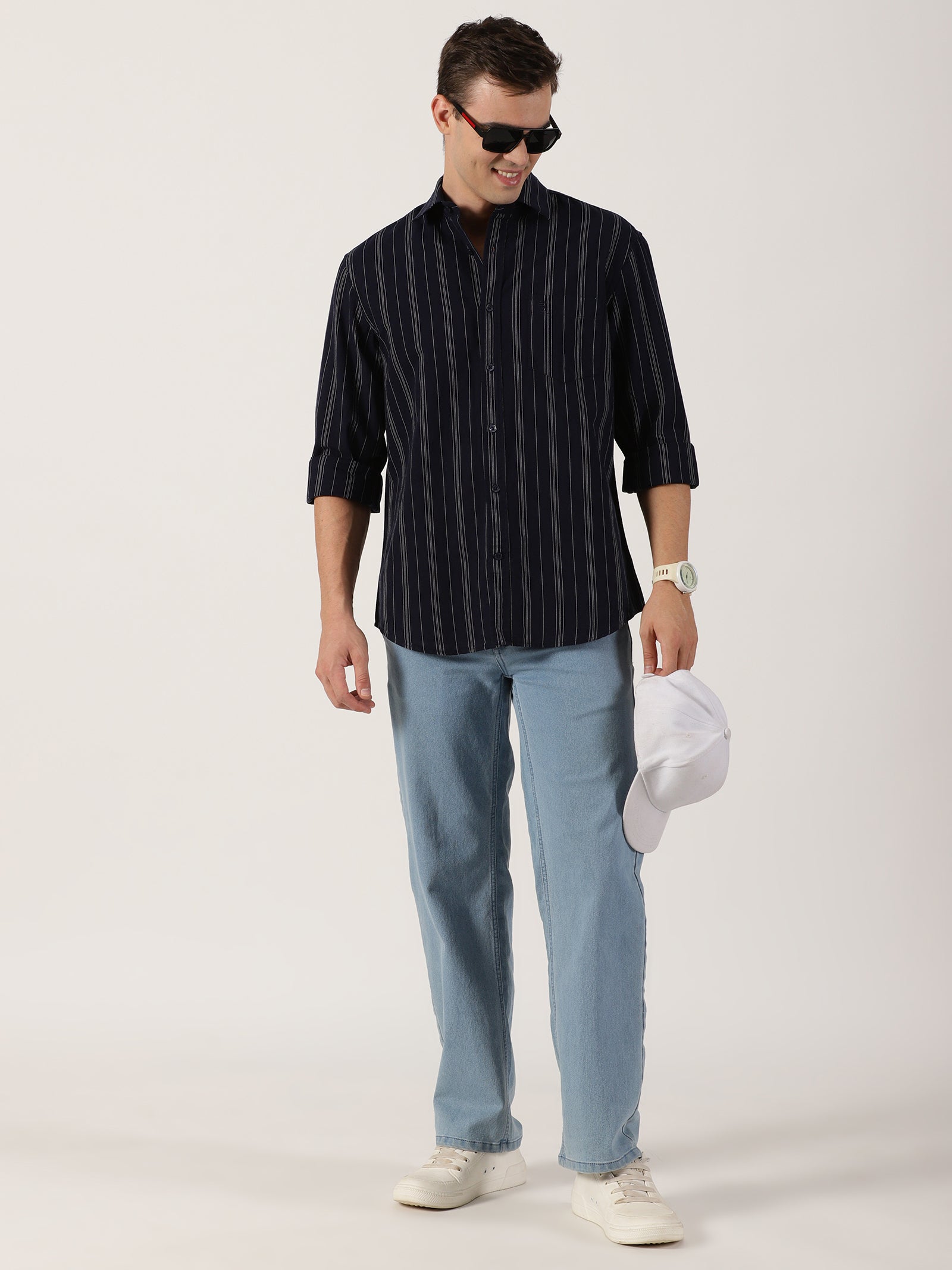 Men’s Premium Black Vertical Striped Cotton Shirt