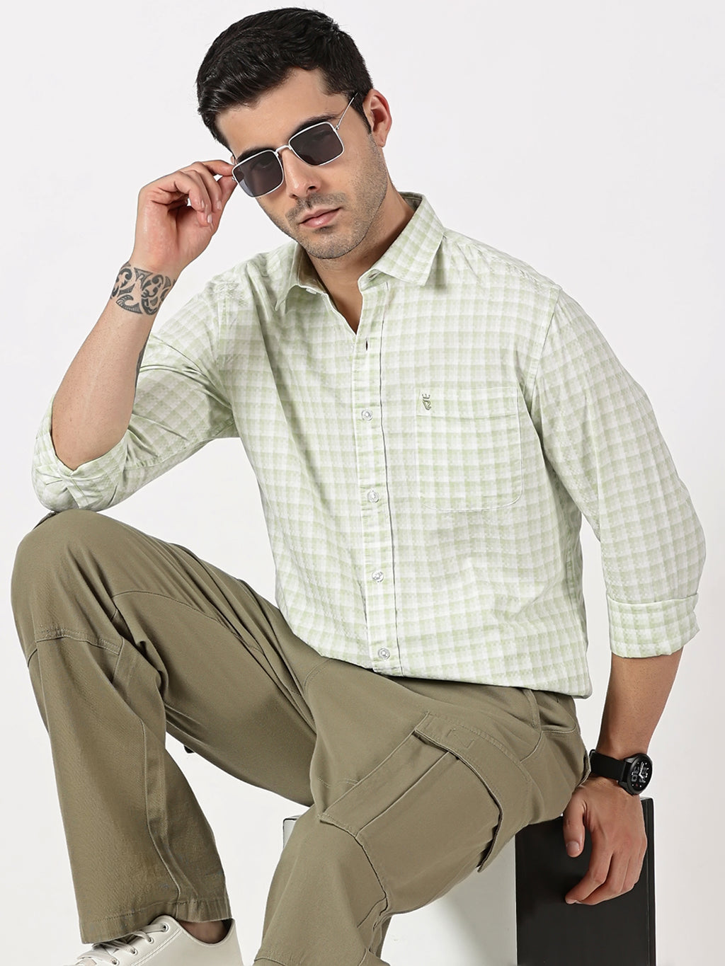 Dobby Extra Fine Checks Cotton Shirt