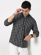Extra Fine Black & White Check Giza Twill Cotton Shirt