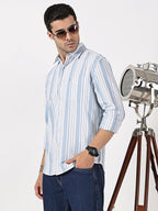 Sky Blue Striped Oxford Cotton Shirt
