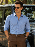 Classic Light Blue Slim-Fit Cotton Shirt for Men