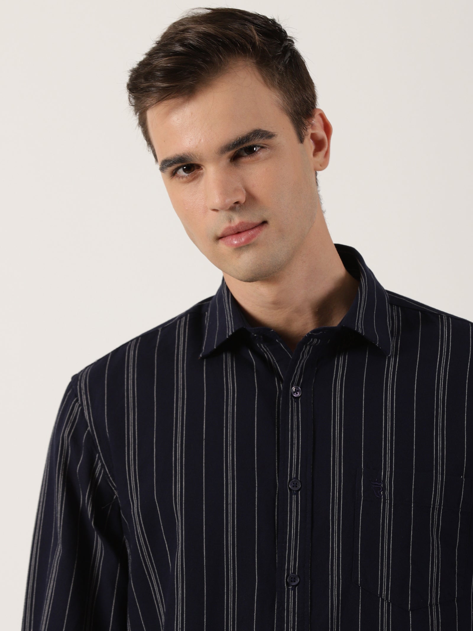 Men’s Premium Black Vertical Striped Cotton Shirt