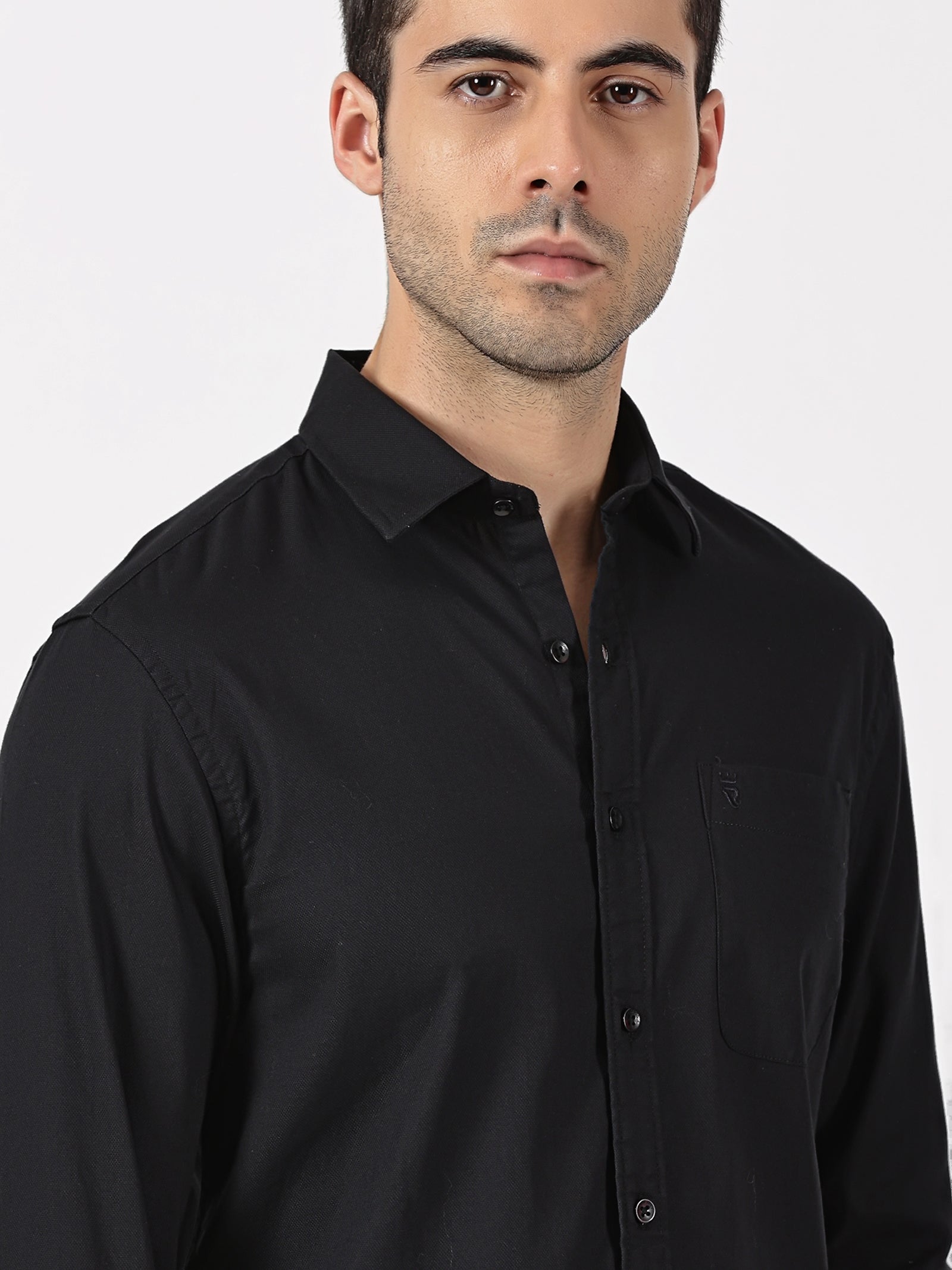 Black Dobby Cotton Shirt