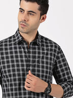 Extra Fine Black & White Check Giza Twill Cotton Shirt