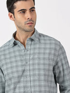Light Blue & Black Check Oxford Cotton Shirt