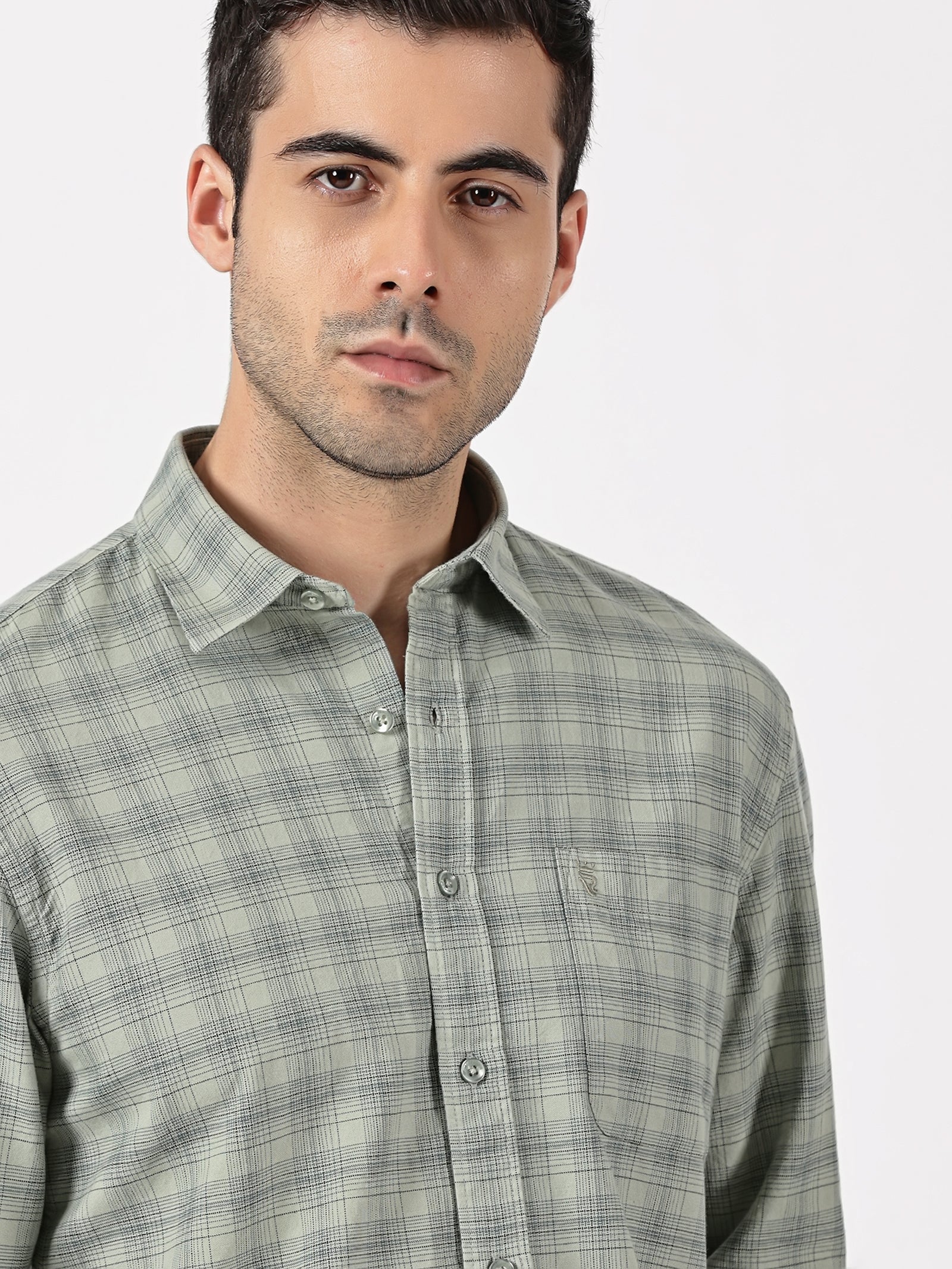 Grey & Black Check Oxford Cotton Shirt