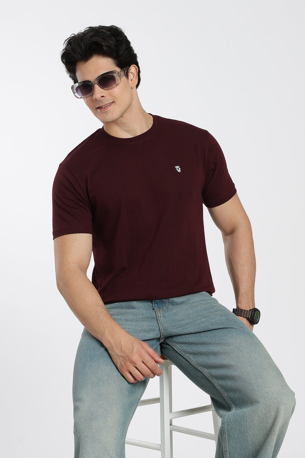 Maroon Premium Regular Fit Crew Neck T-Shirt