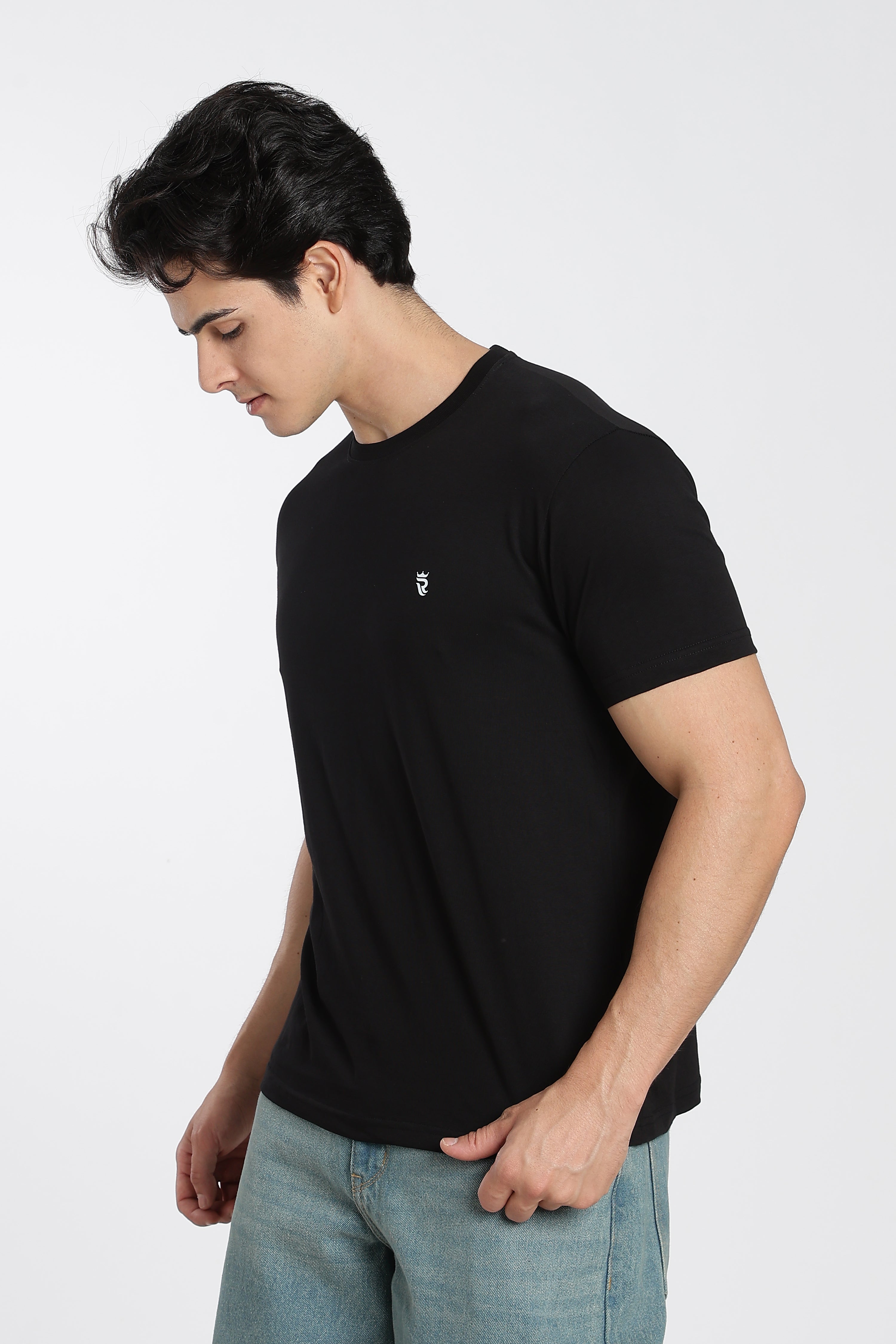 Black Premium Regular Fit Crew Neck T-Shirt