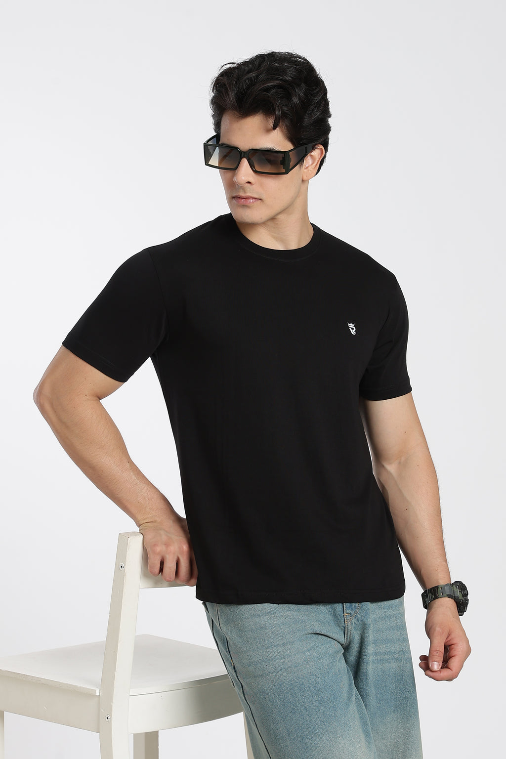 Black Premium Regular Fit Crew Neck T-Shirt