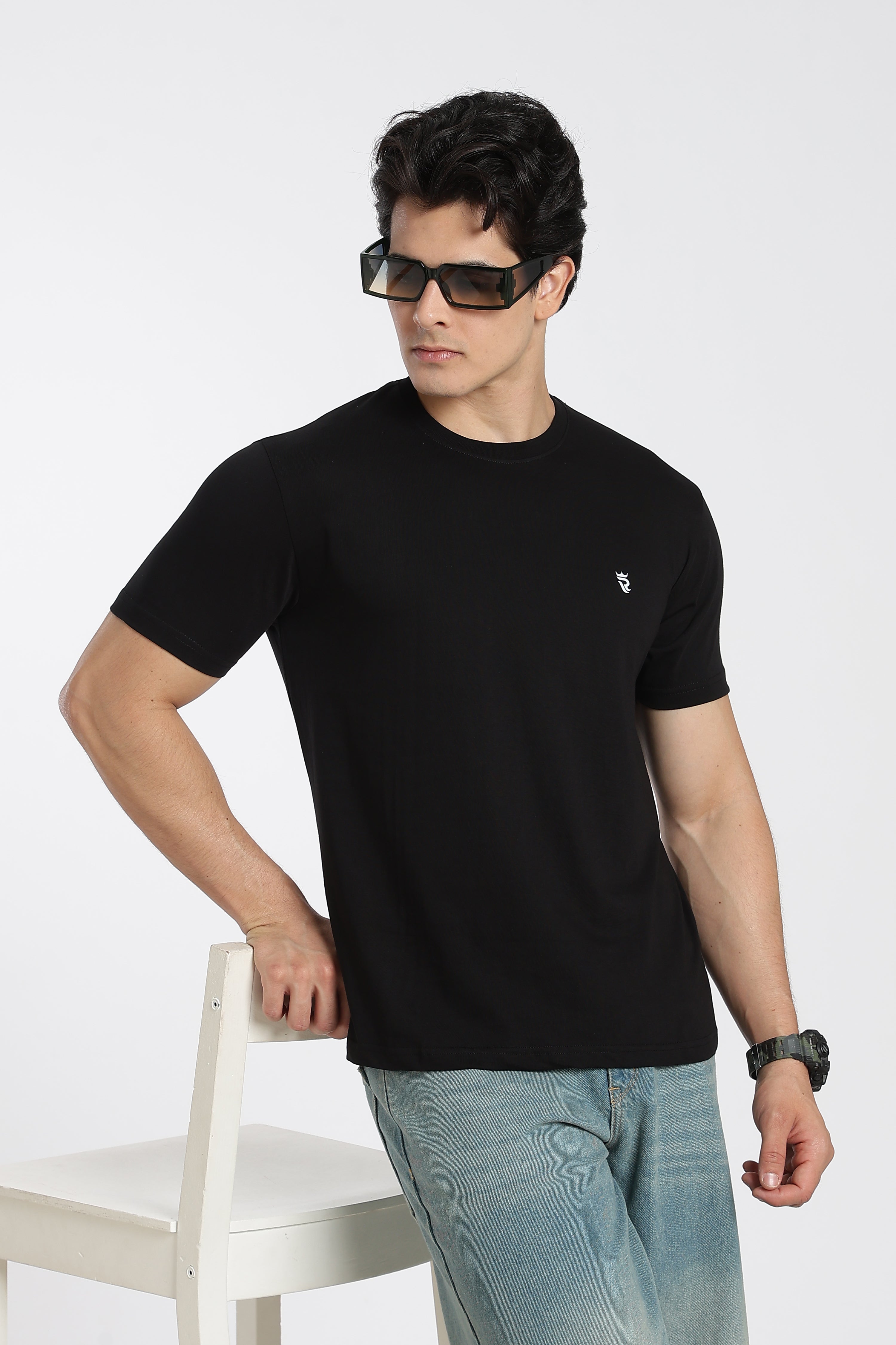 Black Premium Regular Fit Crew Neck T-Shirt