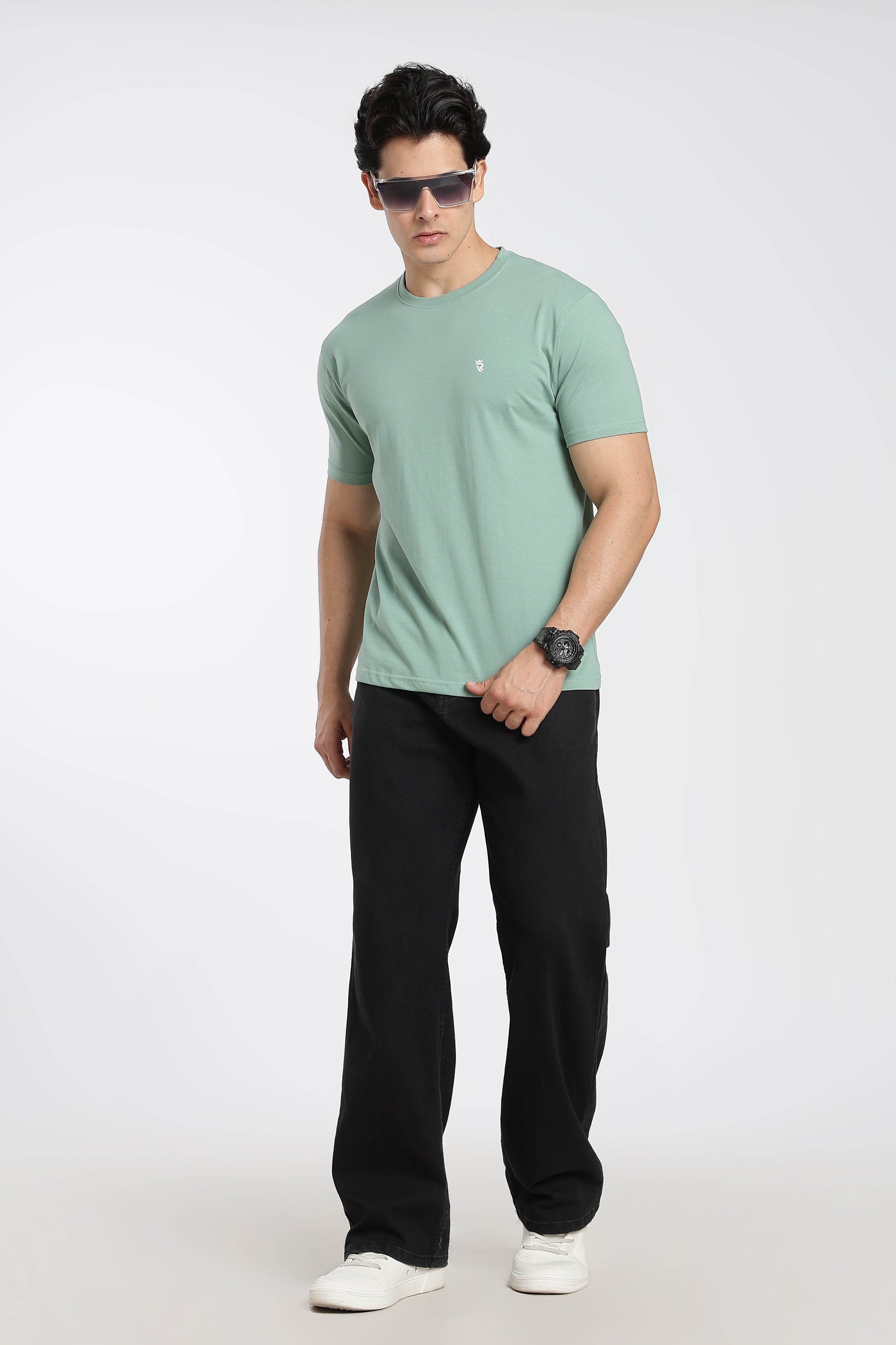 Sage Green Premium Regular Fit Crew Neck T-Shirt