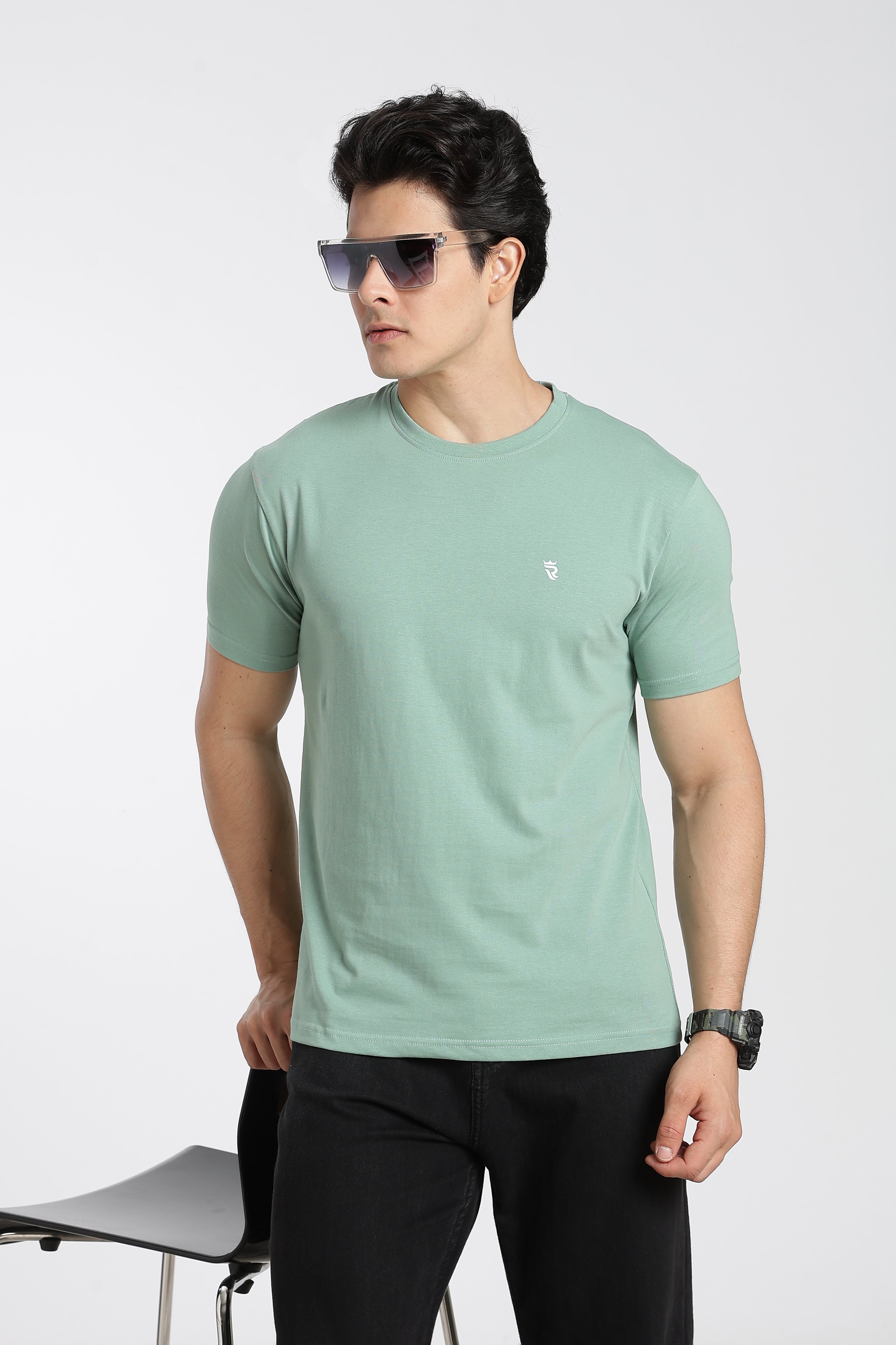 Sage Green Premium Regular Fit Crew Neck T-Shirt
