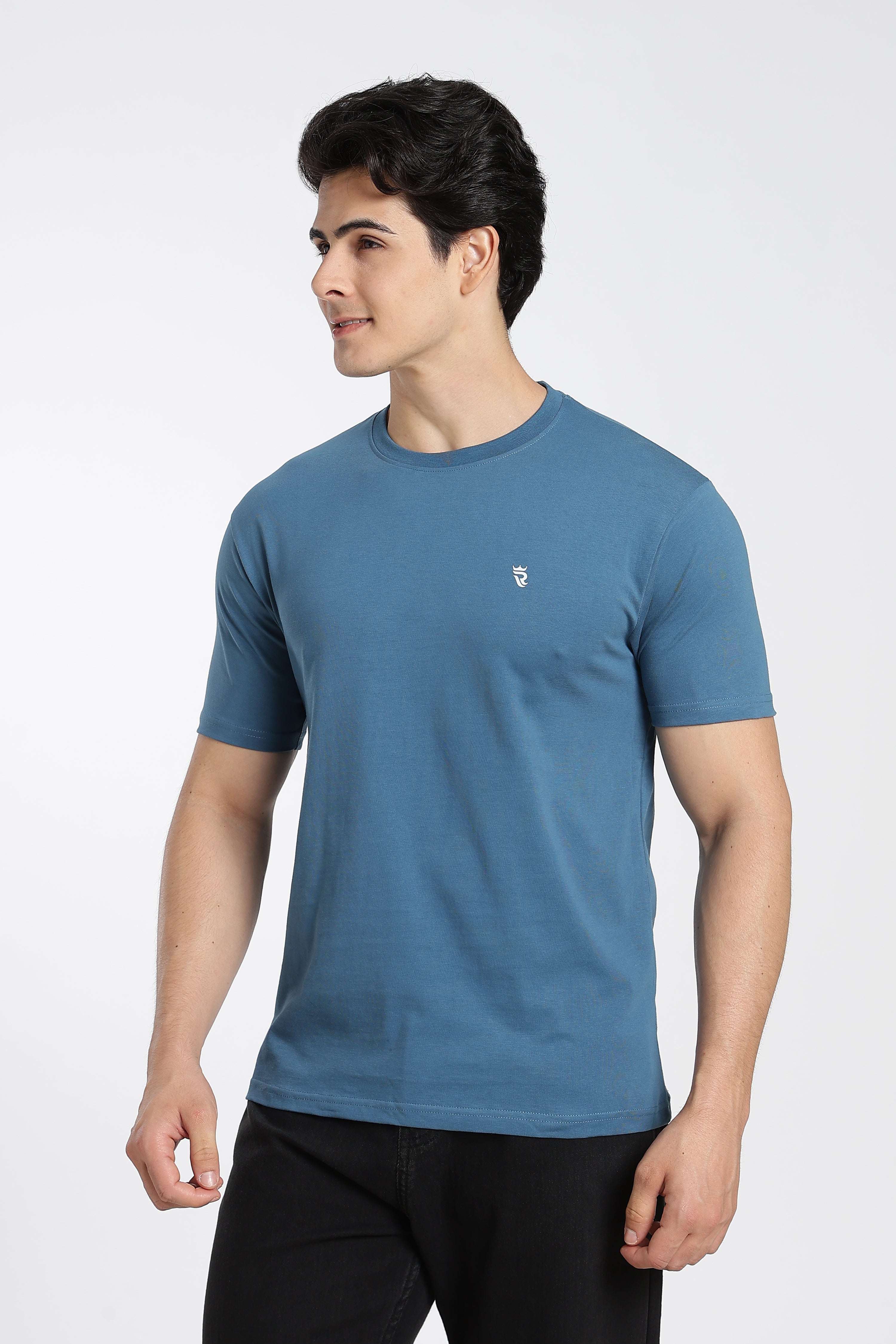 Steel Blue Premium Regular Fit Crew Neck T-Shirt