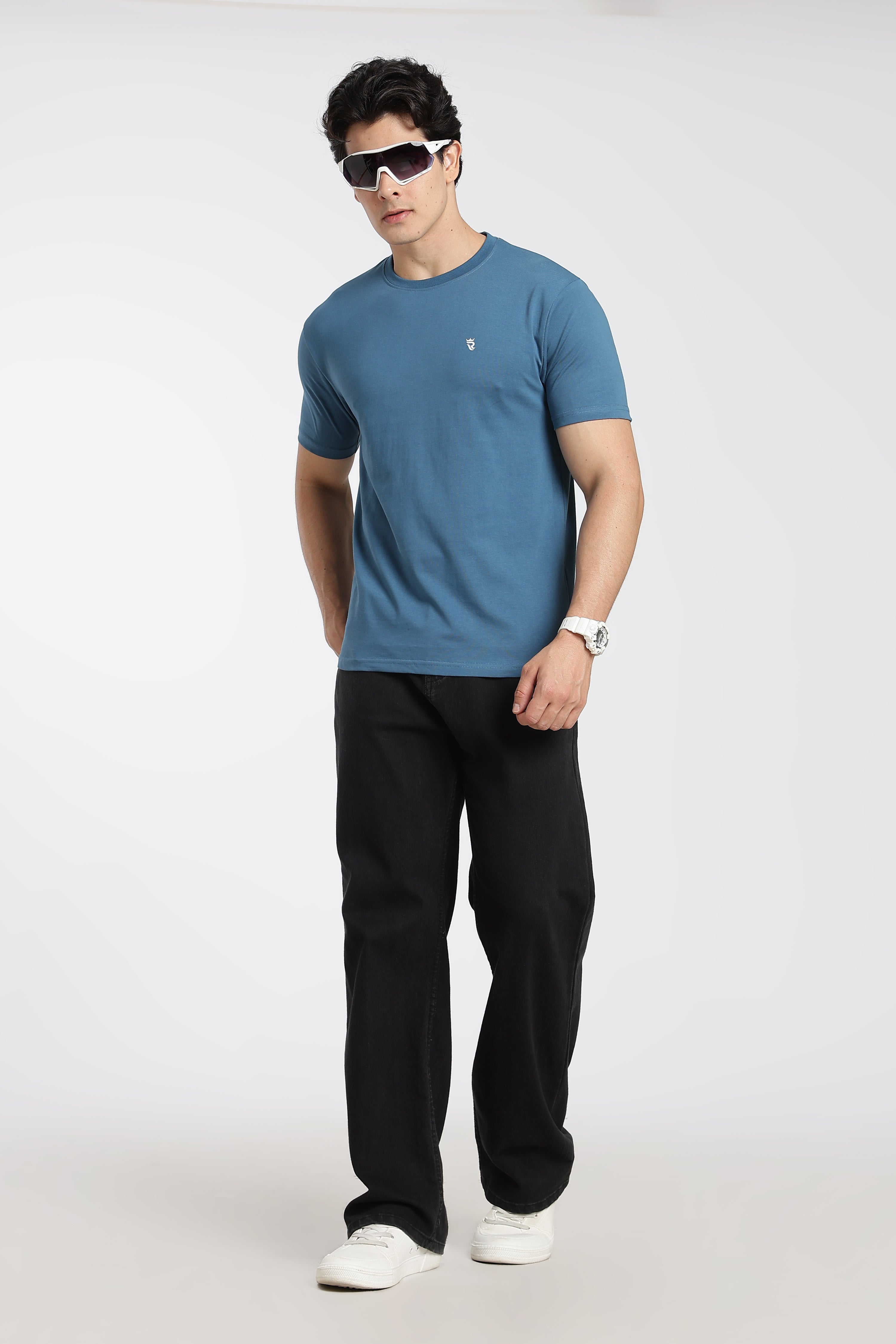 Steel Blue Premium Regular Fit Crew Neck T-Shirt