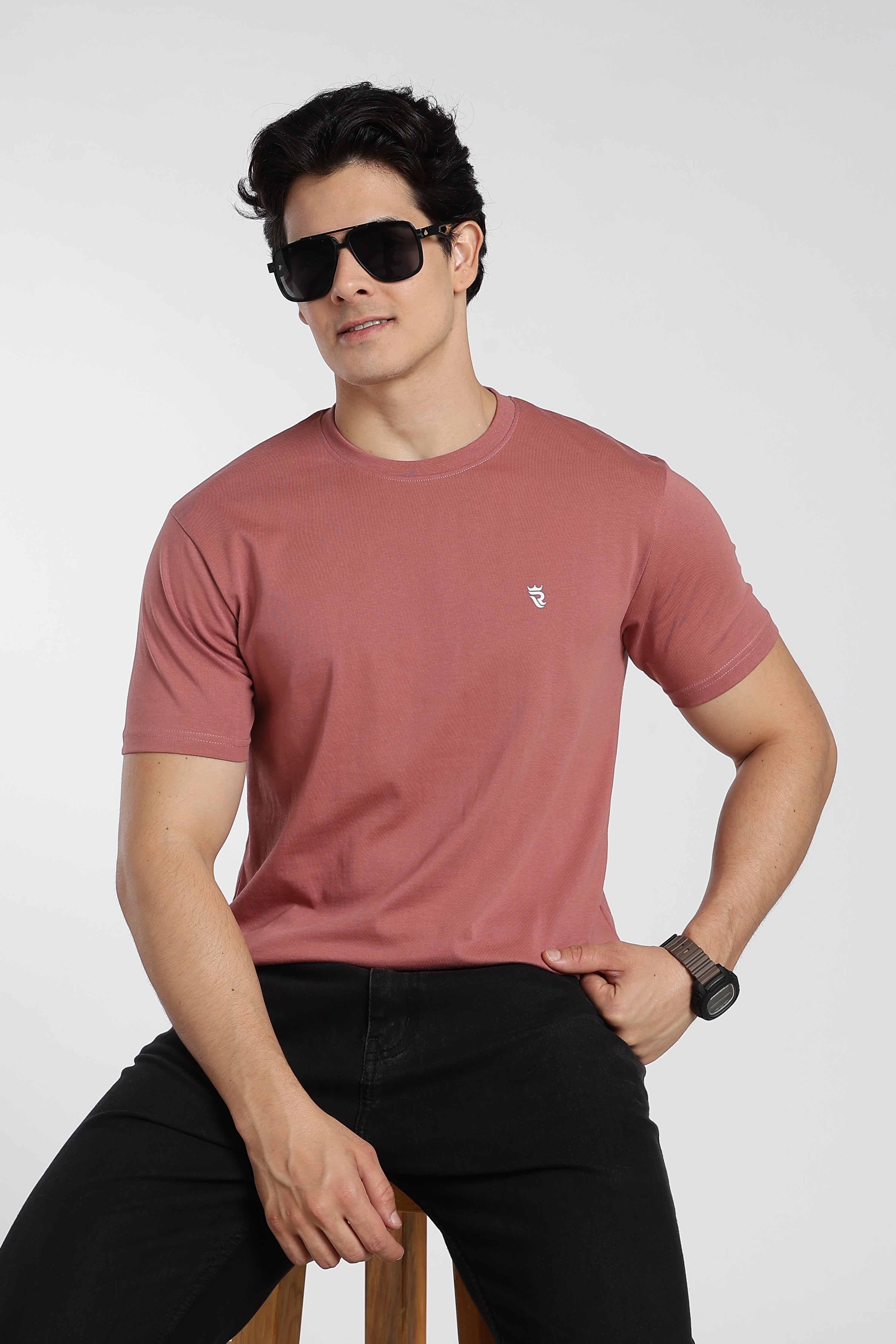 Dusty Rose Premium Regular Fit Crew Neck T-Shirt