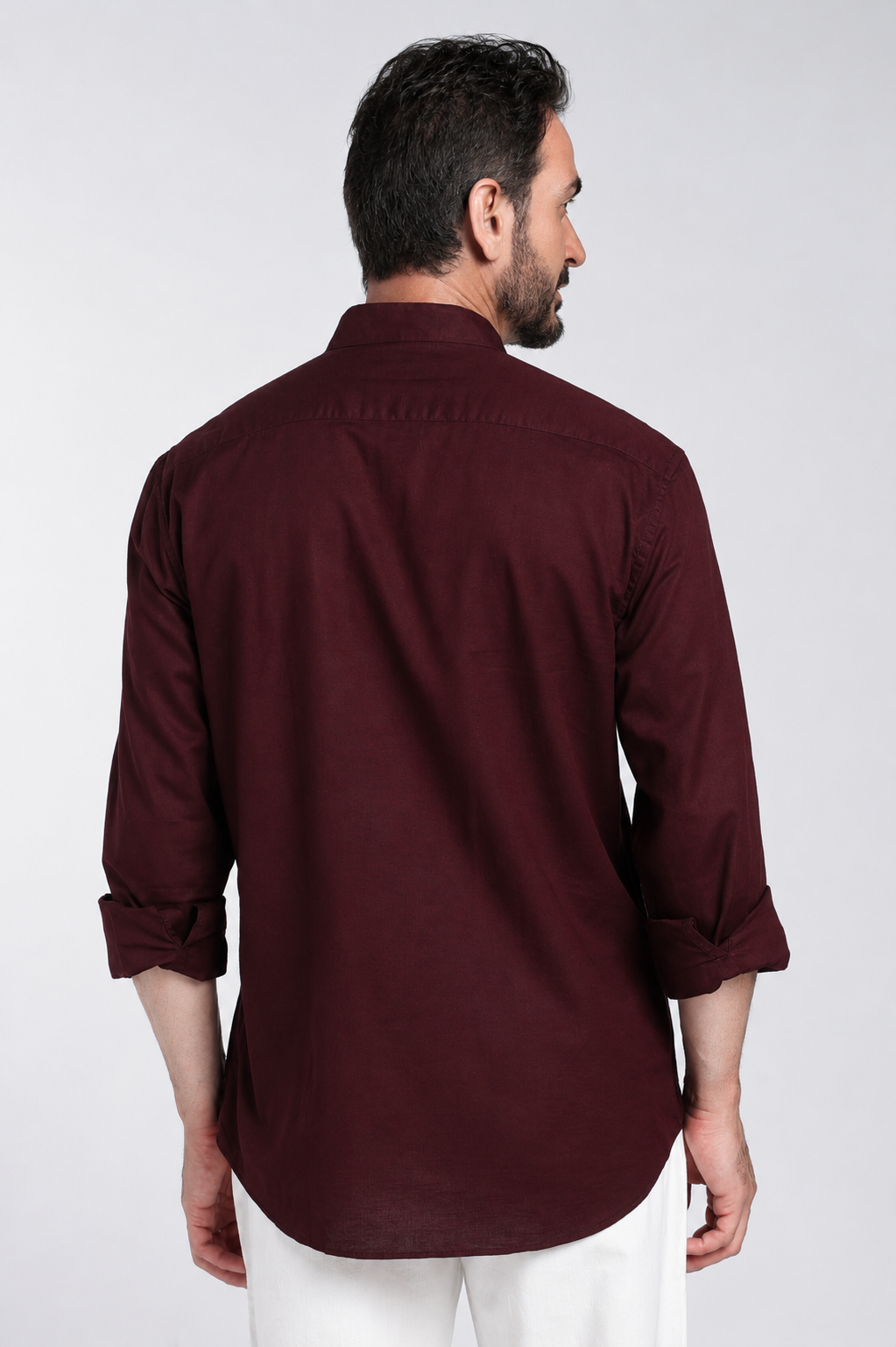 Men’s Premium Maroon Mandarin Collar Cotton Shirt