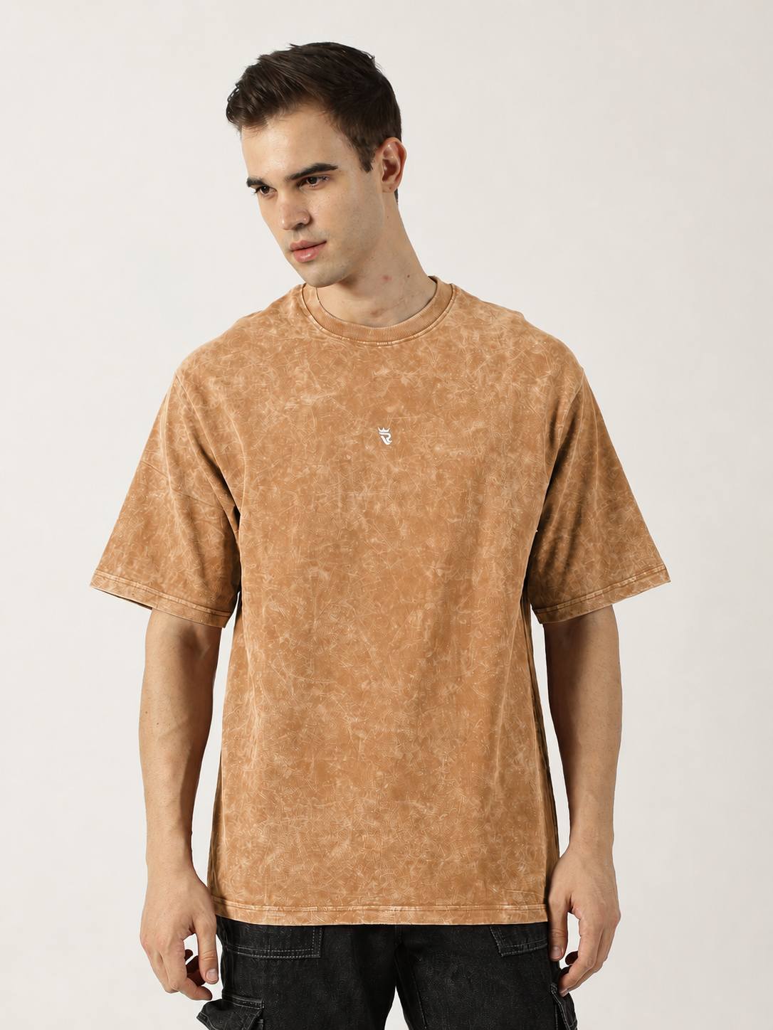 Light Brown Acid Wash T-Shirt