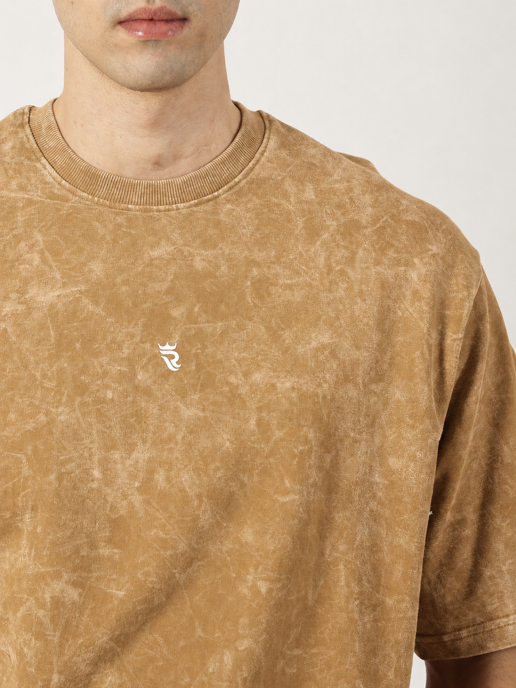 Light Brown Acid Wash T-Shirt