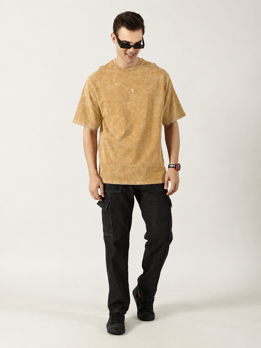 Light Brown Acid Wash T-Shirt