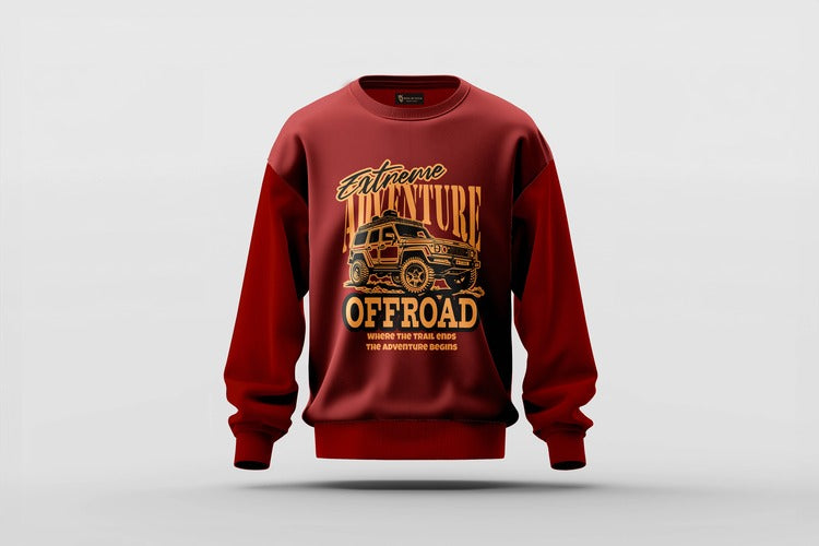 Royal De Vogue Extreme Adventure Off-Road Graphic Sweatshirt – Premium Cotton Blend, Comfort Fit, Maroon