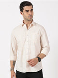 Beige & White Dobby Cotton Shirt