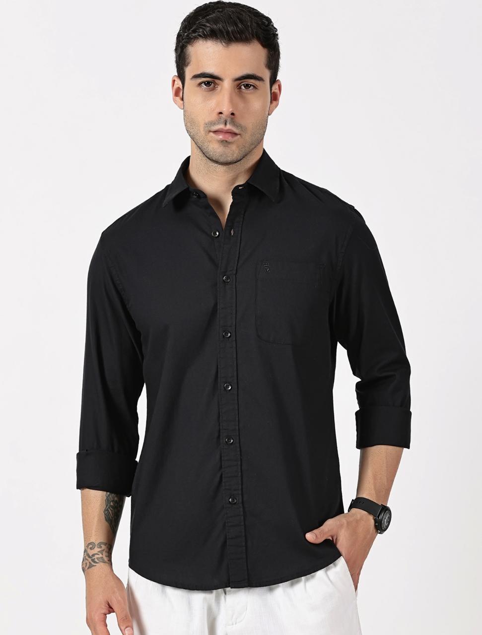 Black Dobby Cotton Shirt