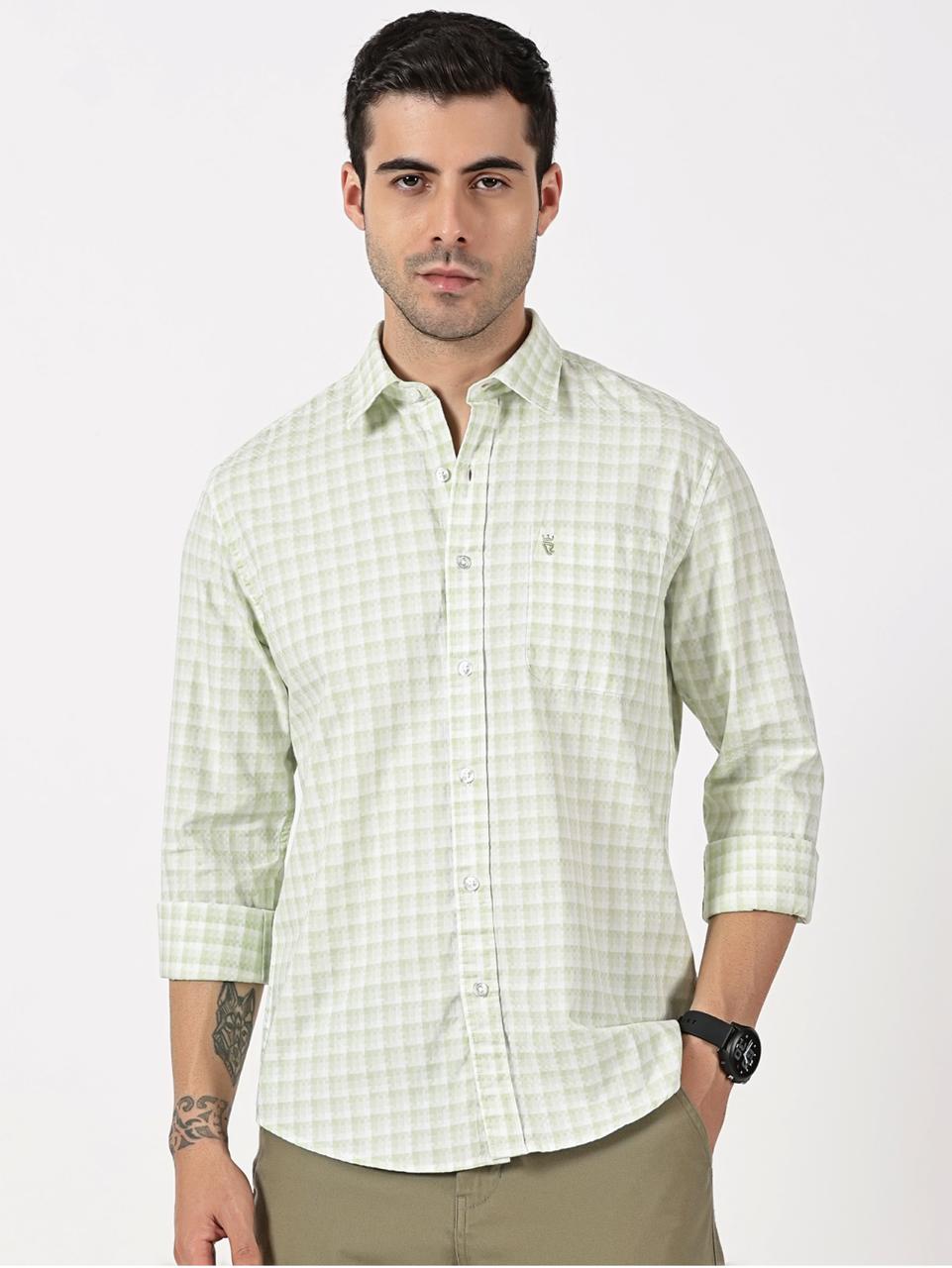 Dobby Extra Fine Checks Cotton Shirt
