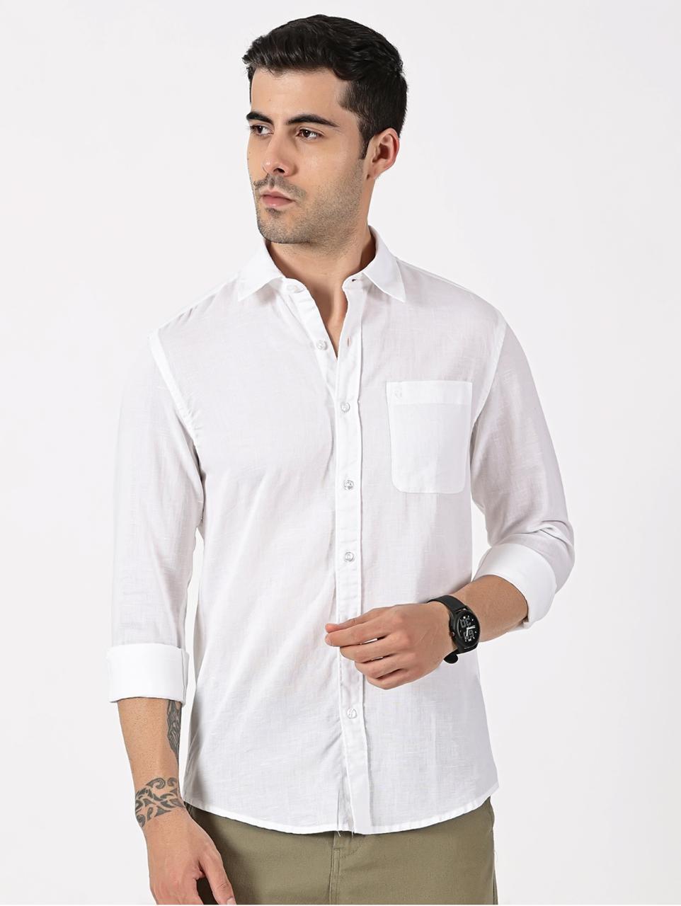 Pure White Linen Shirt